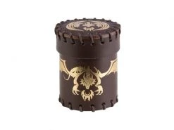 Q Workshop Würfelbecher Flying Dragon Brown & golden Leather Dice Cup
