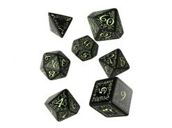 Q Workshop RPG-Würfelset Elvish Black & glow-in-the-dark Dice 7 Stk.