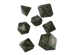 Q Workshop RPG-Würfelset Runic Bottle-green & gold Dice Set 7 Stk.
