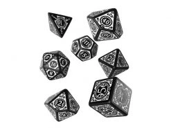 Q Workshop RPG-Würfelset Steampunk Clockwork Black & White Dice 7 Stk.