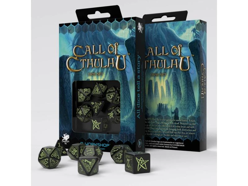 Q Workshop RPG-Würfelset COC Dice Black & glow-in-the-dark Dice 7 Stk. 4 Q Workshop RPG-Würfelset COC Dice Black & glow-in-the-dark Dice 7 Stk. – Bild 2