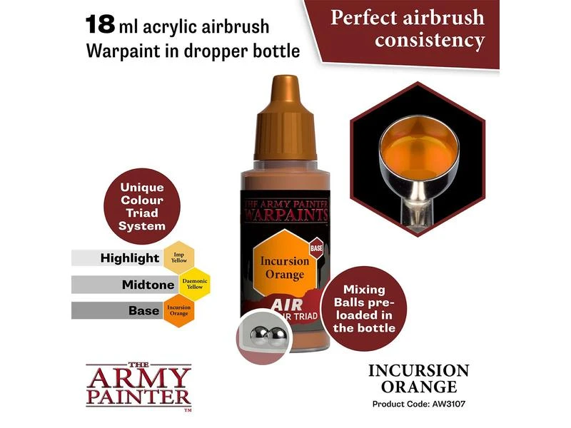 The Army Painter Airbrush-Farbe Warpaints Air: Incursion Orange 18 ml 4 The Army Painter Airbrush-Farbe Warpaints Air: Incursion Orange 18 ml – Bild 2