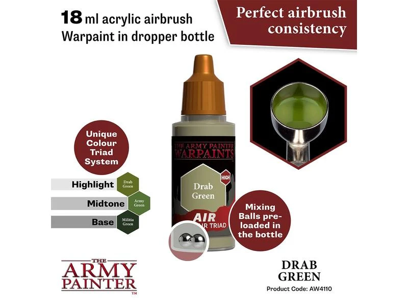The Army Painter Airbrush-Farbe Warpaints Air: Drab Green 18 ml 4 The Army Painter Airbrush-Farbe Warpaints Air: Drab Green 18 ml – Bild 2